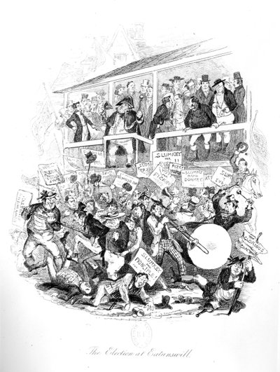 Mr. Pickwick am Wahltag in Eatenswill, Illustration aus 